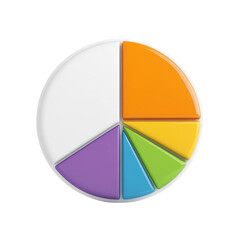 Fototapeta premium Colorful pie chart representing data distribution, ideal for presentations and reports in various fields.