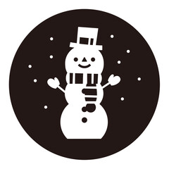かわいい雪だるまのアイコン、大きなスノーマンのシルエットイラスト