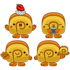 cute swiss roll mascot character vector illustration