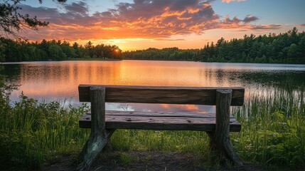 Obraz premium Sunset Serenity at the Lake