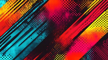 Abstract Geometric Design with Vibrant Colors and Grunge Texture