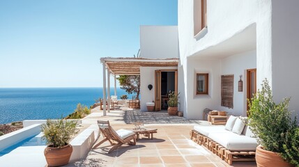 Fototapeta premium Luxury Villa with Sea View Terrace