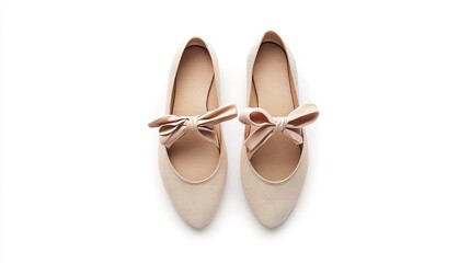 Fototapeta premium Flat lay ballerina flats shoes isolate on a white background