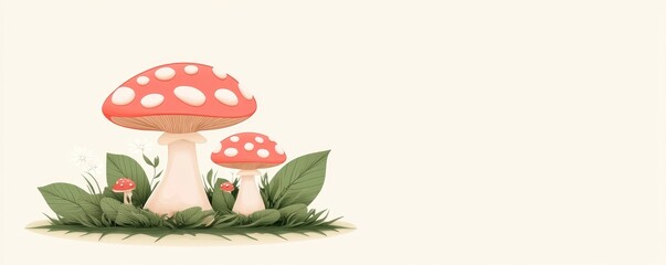 Vintage style artwork of a fly agaric mushroom.