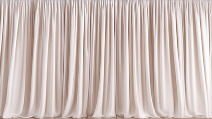 Elegant beige curtain with soft folds and pleats creating a luxurious drape