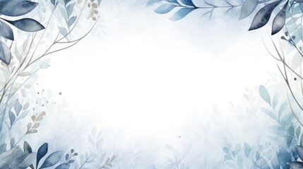 Frame Background. Watercolor Foliage with Copy Space for Text, Design
