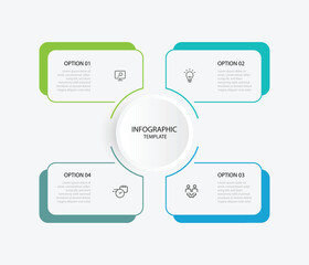 Design template infographic vector element with icons and 4 step process suitable for business information and web presentation