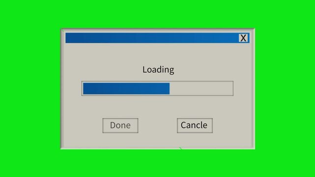 Vintage retro loading bar, alert clasic window computer monitor