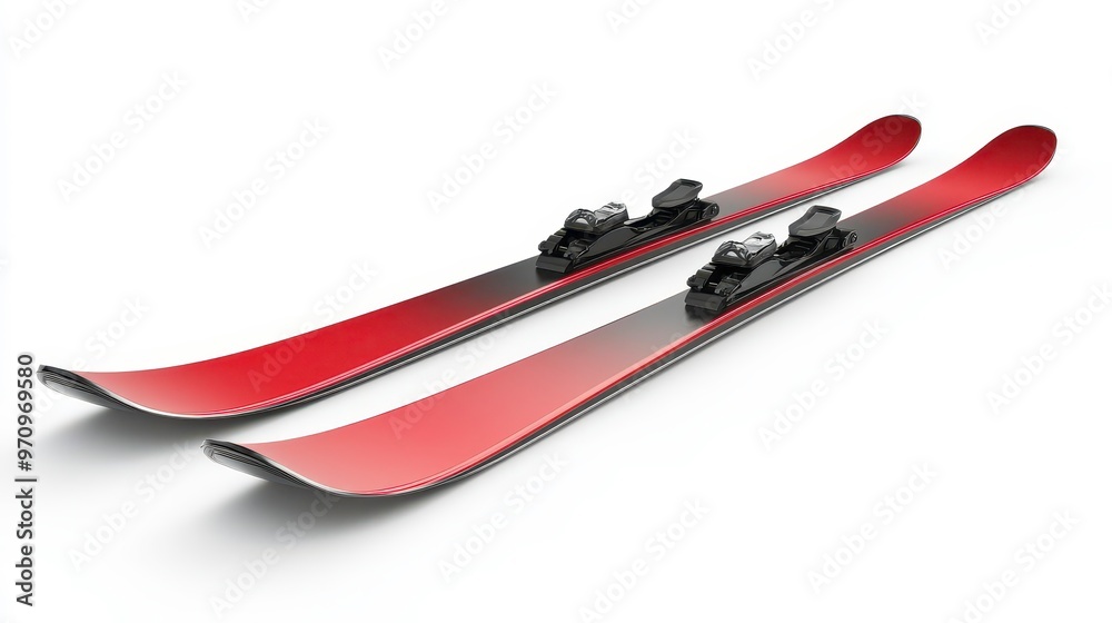 Wall mural Skis clipart, element, 3D illustration, realistic, isolated on white background