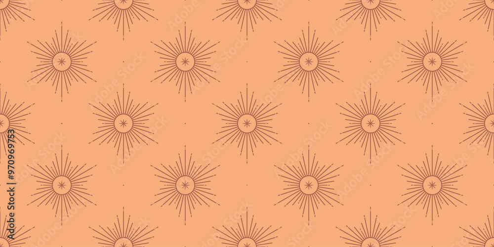 Canvas Prints vector bohemian seamless pattern with sun,star and sunburst.boho linear emblems in trendy minimalist