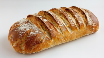 An isolated bread is presented on a clean and pure white background. The bread has a golden - brown crust that gives it an inviting look. There might be some visible texture on the surface, perhaps fr