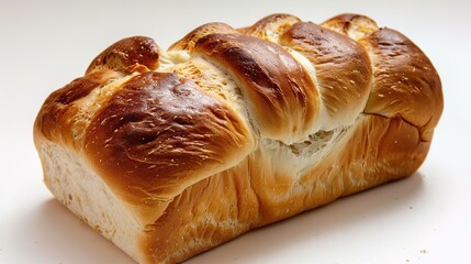 An isolated bread is presented on a clean and pure white background. The bread has a golden - brown crust that gives it an inviting look. There might be some visible texture on the surface, perhaps fr