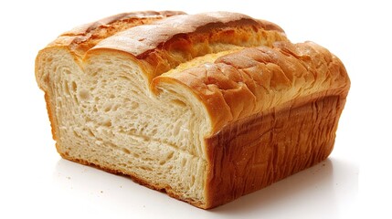 An isolated bread is presented on a clean and pure white background. The bread has a golden - brown crust that gives it an inviting look. There might be some visible texture on the surface, perhaps fr