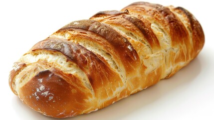 An isolated bread is presented on a clean and pure white background. The bread has a golden - brown crust that gives it an inviting look. There might be some visible texture on the surface, perhaps fr