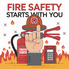National Fire Prevention Month October Awareness Graphic for Fire Safety