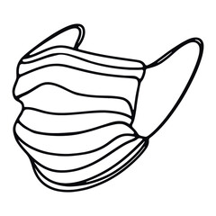 Continuous one line drawing of medical mask. Vector illustration