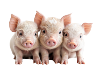 Realistic baby Pigs image on transparent background. Ai generated.