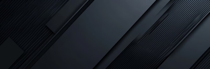 Obraz premium Abstract black technology background. Empty geometric 3d dark black background pattern design. 