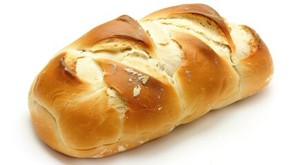 An isolated bread is presented on a clean and pure white background. The bread has a golden - brown crust that gives it an inviting look. There might be some visible texture on the surface, perhaps fr