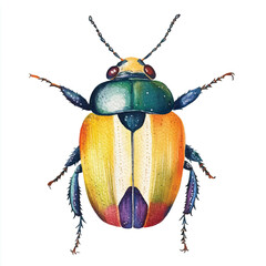 cute Beetle watercolor clipart illustration isolated