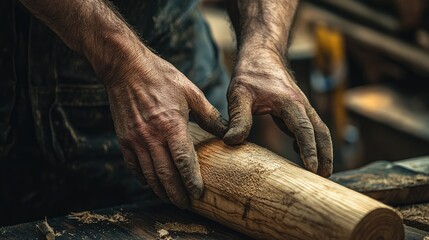 Close-up of Hands Working with Wood