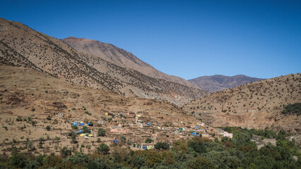 The landscape of Tizi n'Test in Morocco after 2023 earthquake