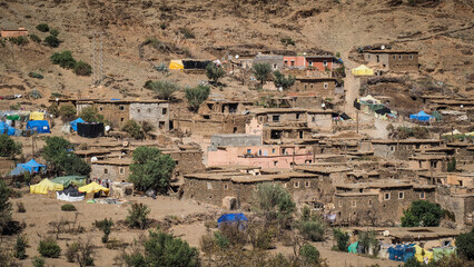 The landscape of Tizi n'Test in Morocco after 2023 earthquake
