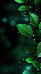 Vibrant green leaves against a soft dark background, showcasing nature's beauty and serenity in a modern aesthetic.
