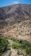 The landscape of Tizi n'Test in Morocco after 2023 earthquake