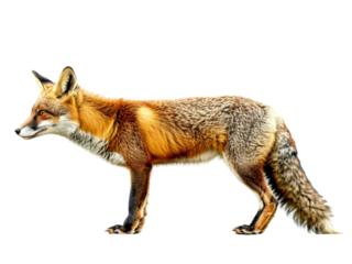 Realistic Fox image on transparent background. Ai generated.