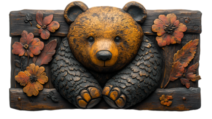 a bear sculpture with flowers and leaves