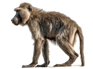 Realistic Baboon image on transparent background. Ai generated.