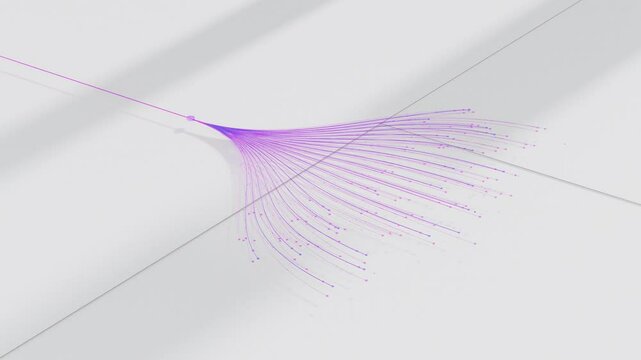 3D Isometric Animation of Colorful Branching Neural Network on White Background. Visualization of Complex Algorithm, Chatbot, Artificial Intelligence, Machine Learning and Large Language Models 