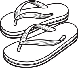 A flip-flop sandal lineart illustration