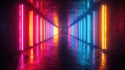 Neon Lights in a Dark Corridor