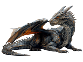 Realistic Dragon image on transparent background. Ai generated.