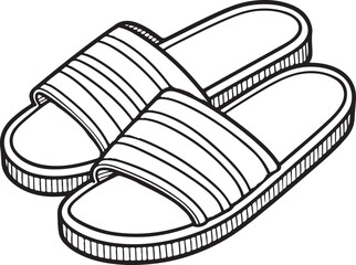 A slide slipper sandal lineart illustration