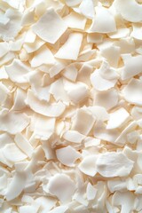 A pile of coconut flakes closeup view