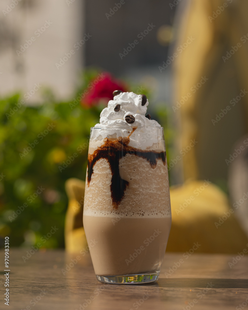 Wall mural close up ice cream with chocolate