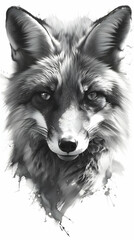 Fototapeta premium Fox in black and white background 