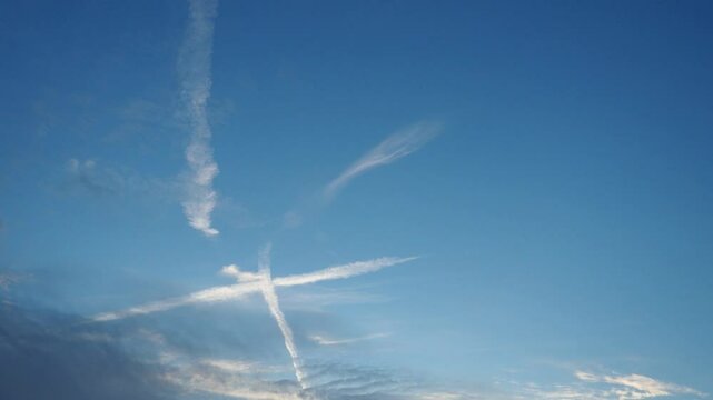 Chemtrail conspiracy theory. Long-lasting condensation trails left in sky by high-flying aircraft are actually chemtrails consisting of chemical or biological agents, sprayed for nefarious purposes.