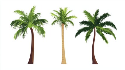 Obraz premium Vector illustration of coconut tree with leaf closeup view
