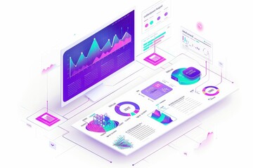 Fototapeta premium A colorful graph with a red sun in the middle, generative ai image