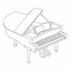 line drawing of a grand piano