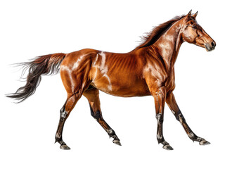 Realistic horse image on transparent background. Ai generated.