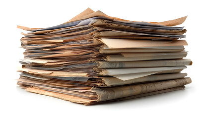 “Stack of Papers on a Table with a Clean White Background, Perfect for Document Presentation and Workspace Organization”
