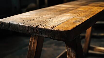 Close-Up of a Rustic Wooden Table