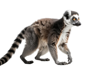 Realistic Lemur image on transparent background. Ai generated.