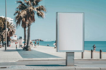 PNG outdoor beachside billboard mockup, transparent design