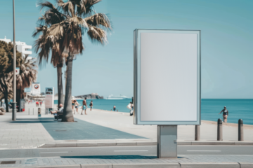 PNG outdoor beachside billboard mockup, transparent design